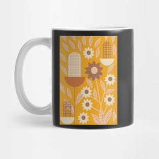 Autumn flowers and leaves in yellow Mug